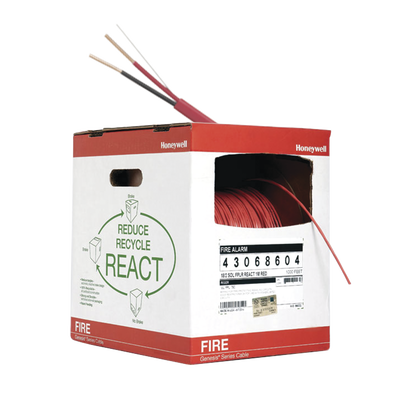 Bobina de 305 metros de alambre,14 AWG, 2 conductores, tipo FPL, de color rojo, caja REACT, para aplicaciones en sistemas de detección de incendio y sistemas de evacuación.