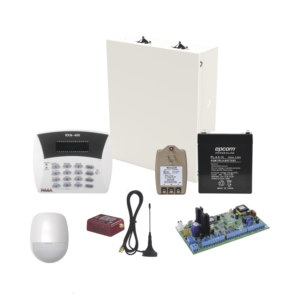 Kit de Alarma Hunter6 con Comunicador MN02LTEM, Teclado, Gabinete, Batería y Transformador.