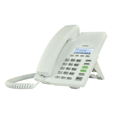 Teléfono IP soho color blanco para 2 lineas SIP voz HD y conferencia de 3 vías, PoE