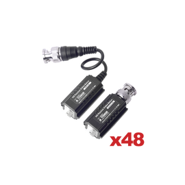 Paquete de 48 kits de transceptores Kit de Transceptores (Balluns) TurboHD Hasta 4K / 5 MP / HD-TVI/HD-CVI/AHD / Conector 100% COBRE / Con Cable RF Blindado