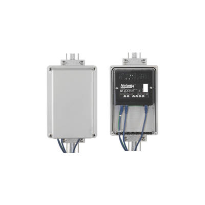 Kit Switch WISP PoE pasivo 6 puertos Gigabit, entrada PoE 37-53 Vcd + gabinete para exterior IP65