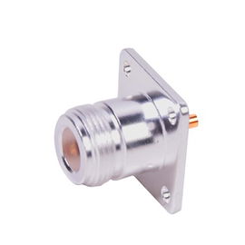 Conector N Hembra para Montaje Frontal en Panel con 4 Perforaciones a 18 mm, Plata/ Oro/ Teflón. Conector N Hembra para Montaje Frontal en Panel con 4 Perforaciones a 18 mm, Plata/ Oro/ Teflón.