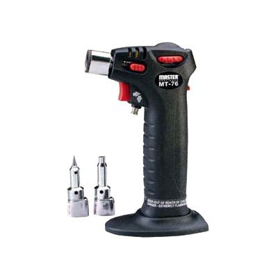 Antorcha MASTER MT-76 de Gas Butano, auto-ignicion, flama ajustable e incluye dos accesorios para uso de cautin. Antorcha MASTER MT-76 de Gas Butano, auto-ignicion, flama ajustable e incluye dos accesorios para uso de cautin.