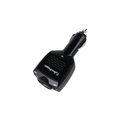 Cargador USB Portátil Vehicular, Para Viaje, Con 2 puertos USB 2.1 Amp y 1 Salida 12 Vcd de Encendedor