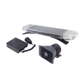 Kit básico para equipar unidades de Seguridad Pública (Barra de Luces Rojo-Azul, Sirena y Bocina)