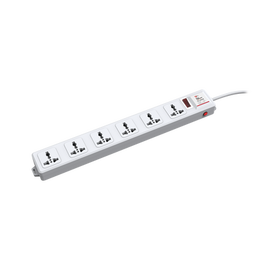 Protector de 120 Vca con 6 contactos de alimentación en color blanco