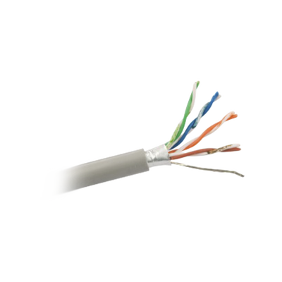 Retazo de 30 mts de Cable Cat5e FTP, ESCUT, UL, CMR, color Gris, para aplicaciones en CCTV y redes de datos. Uso en intemperie.