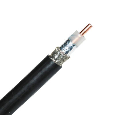 Retazo de 10 Metros de Cable coaxial tipo RG-8/U, conductor central de 2.74 mm en cobre sólido cal. 10, con 90% de blindaje de malla trenzada de cobre estañada + cinta Duobond, aislamiento de polietileno semi-sólido, forro de PVC. PRE