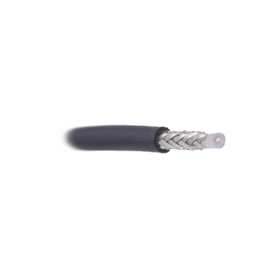 Retazo de 8 mts de cable con blindaje de mylar aluminizada y malla doble blindaje + de 90% de cobre estañado, aislamiento de polietileno semi-sólido.