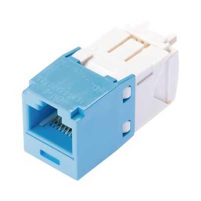 Conector Jack RJ45 Estilo TG, Mini-Com, Categoría 6, de 8 posiciones y 8 cables, Color Azul Claro