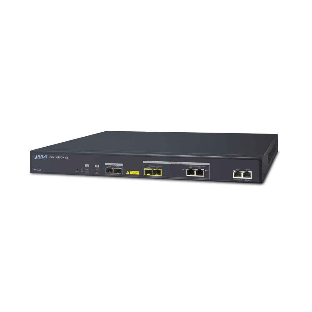 GEPON OLT 2-PON Interface with 2-ports RJ45, 2-ports SFP