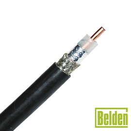 Retazo de 4 Metros de Cable coaxial tipo RG-8/U, conductor central de 2.74 mm en cobre sólido cal. 10, con 90% de blindaje de malla trenzada de cobre estañada + cinta Duobond, aislamiento de polietileno semi-sólido, forro de PVC. PREC