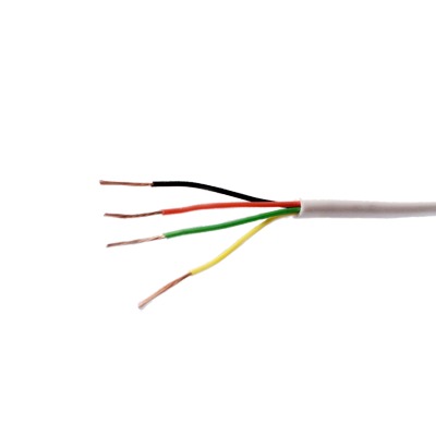 Cable de 4 conductores para alarmas y dispositivos de notificación, color blanco, calibre 22 AWG Uso INTEMPERIE