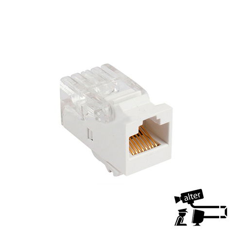 CONECTOR JACK RJ45 COLOR BLANCO TIPO KEYCONNECT PARA CABLE UTP CAT5E ARMADO SIN PINZAS