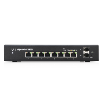 Switch EdgeMAX Administrable de 8 Puertos Gigabit con PoE+/PoE Pasivo 24V + 2 Puertos SFP, 150 W