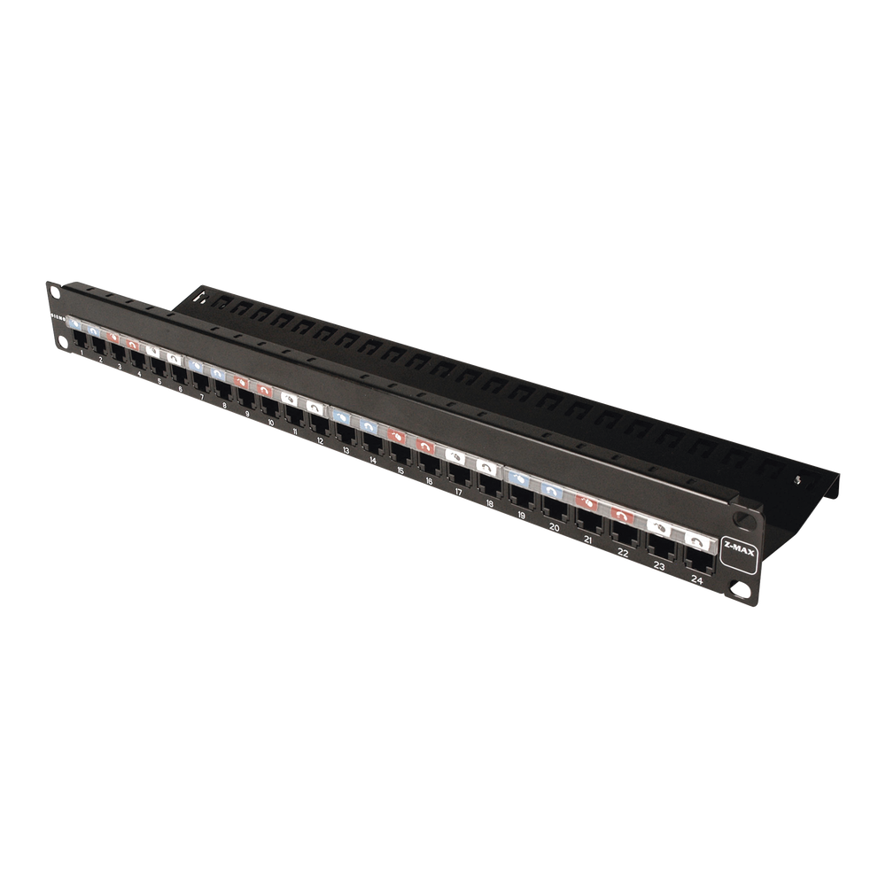 Patch Panel Z-MAX, de 24 puertos, Modular, Plano, 1UR
