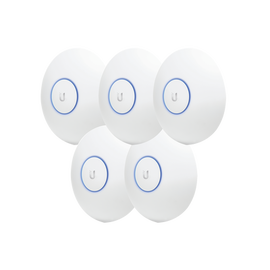 Paquete de 5 Access Point UniFi de largo alcance, Doble banda 802.11ac MIMO2X2 para interior, PoE 802.3af, soporta 250 clientes, hasta 867 Mbps, Los equipos no incluyen poe se sugiere comprar aparte el  modelo POE-24-12W-G