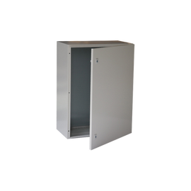 Gabinete de Acero IP66 Uso en Intemperie (400 x 600 x 250 mm) con Placa Trasera Interior Metálica y Compuerta Inferior Atornillable (Incluye Chapa y Llave T).