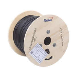 Carrete de 1 km de Fibra Óptica Aérea Mini Figura 8 G.657A2 tipo Drop, Monomodo de 1 Hilo, Color Negro