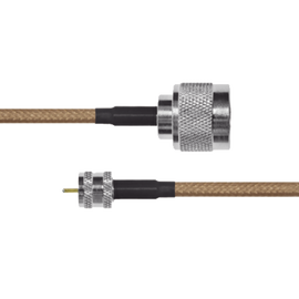 Jumper de Cable Coaxial RG-142/U de 180 cm y Conectores N Macho a Mini-UHF Macho.