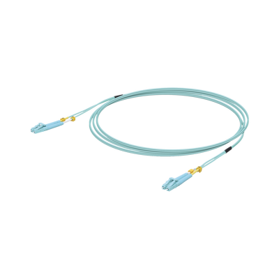 Jumper de Fibra Óptica Multimodo LC-LC duplex 10 G, 50/125 OM3, Color Aqua, 3 Metros
