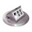 Mini caja de piso redonda para datos o conectores tipo Keystone, Color acero inoxidable (3 contactos) (11000-12202)
