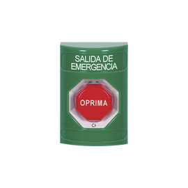 Botón de Salida de Emergencia , Texto en Español,  Acción Mantenida, Girar para Restablecer, LED de iluminación