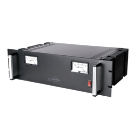 Fuente de poder 13.8Vcd, 50A, lineal regulada con circuito cargador de baterías, medidores, para instalación en rack