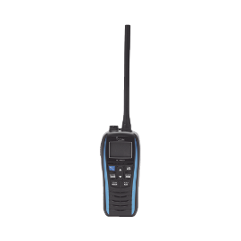 5W Floating Marine VHF Handheld, Marine Blue, Frequency Range Rx: 156.050-163.275MHz Tx: 156.025-157.425MHz. Battery, Charger, Antenna and Clip Belt Included