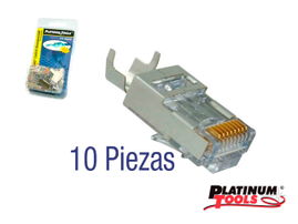 CONECTOR EZ-RJ45 PLATINUM TOOLS CAT5E/6 TIERRA 10PC 100023C
