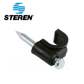 GRAPAS DE PLASTICO STEREN GRA-955N BOLSA CON 50 PZS C/U COLOR NEGRO IDEAL PARA SUJETAR CONDUCTORES REDONDOS USO PARA PAREDES O MUROS