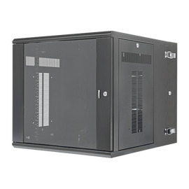 Gabinete PanZone de Montaje en Pared, de 19in, Puerta con Ventana de Seguridad, 12 UR, 762mm de Profundidad, Color Negro