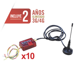 KIt de 10 Comunicadores de Alarma MINI014GV2 con Antena 3G and 4G / Incluyen 2 Años de Cobertura 3G/4G / Aplicación Gratuita / Cero Configuración / Compatible Honeywell/DSC/CROW/PIMA