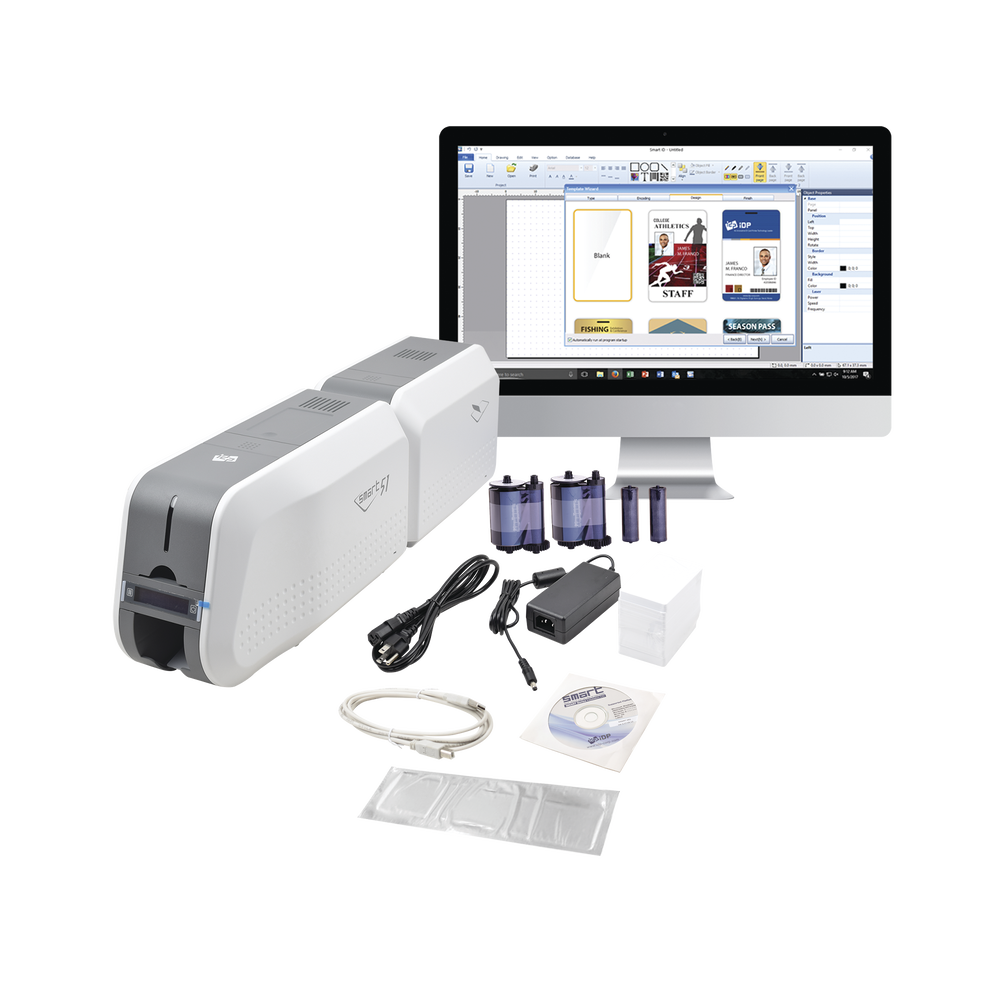 SMART51L Kit  Dual Sided Printing and Laminating Includes Ribbon /  Lamination on Both Sides / Includes 2 x Ribbons  / 100 PVC Cards / Cleaning Roller / Software