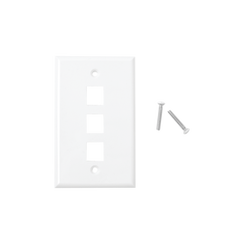 Placa de pared de 3 puertos, Keystone, Color Blanco