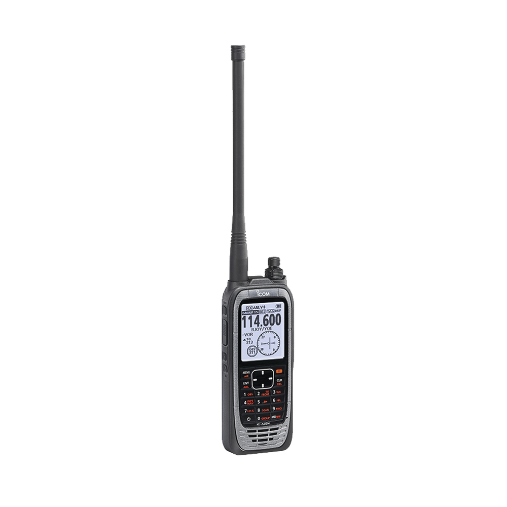 VHF Air Band Transceiver with LCD Display of 2.3 in, 6W (PEP) of Power, Navigation, Bluetooth and GPS, Battery, Belt Clip, Charger and Antenna Included