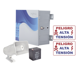 KIT de Energizador de 12,000Volts-.9JOULES/250 Mts de protección para 5 Lineas/Activado por Atenuación de voltaje,Corte de línea o Aterrizamiento de la línea/Integración a panel de Alarma.