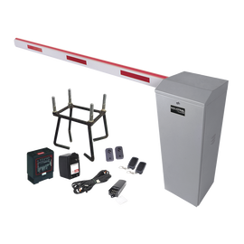 Kit COMPLETO Barrera Izquierda XB / 3M / Iluminacion LED Rojo-Verde / Incluye Sensor de masa, Transformador, Lazo, Ancla, Fotoceldas y 2 Controles Inalámbricos