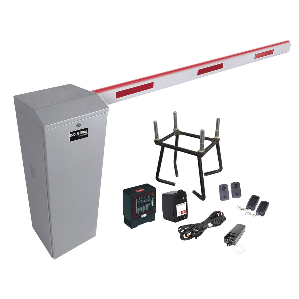 Kit COMPLETO Barrera Derecha XB / 5M / Inluminacion LED Rojo-Verde / Incluye Sensor de masa, Transformador, Lazo, Ancla, Fotoceldas 2 Controles Inalámbricos
