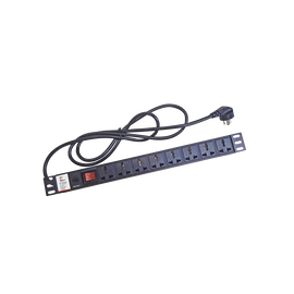 Protector de 120 Vca con 8 contactos de alimentación en color negro para aplicaciones en Rack