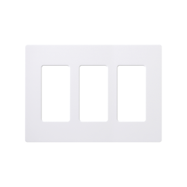 Placa de pared 3 espacios, color blanco, para atenuador (dimmer), switch ó control remoto PICO inalámbrico.