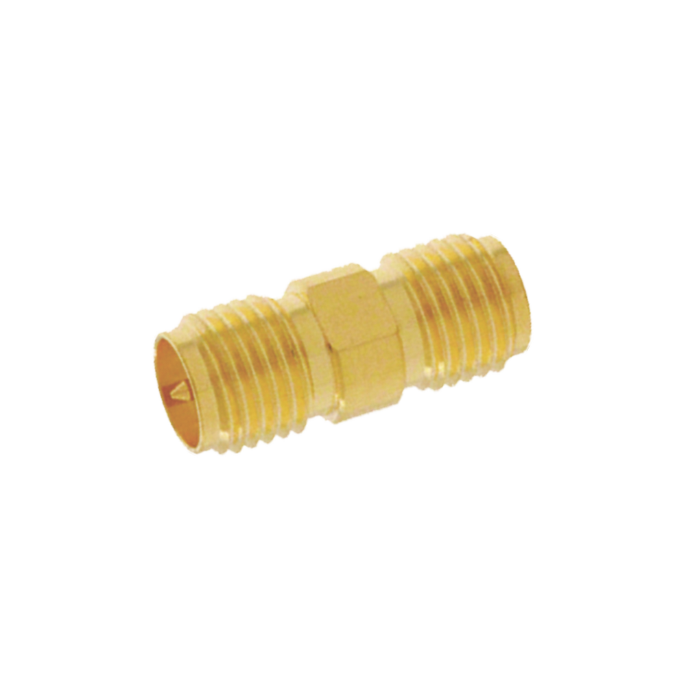 Adaptador Barril de conector SMA Hembra a SMA Hembra Inverso, Oro / Oro / Teflón.