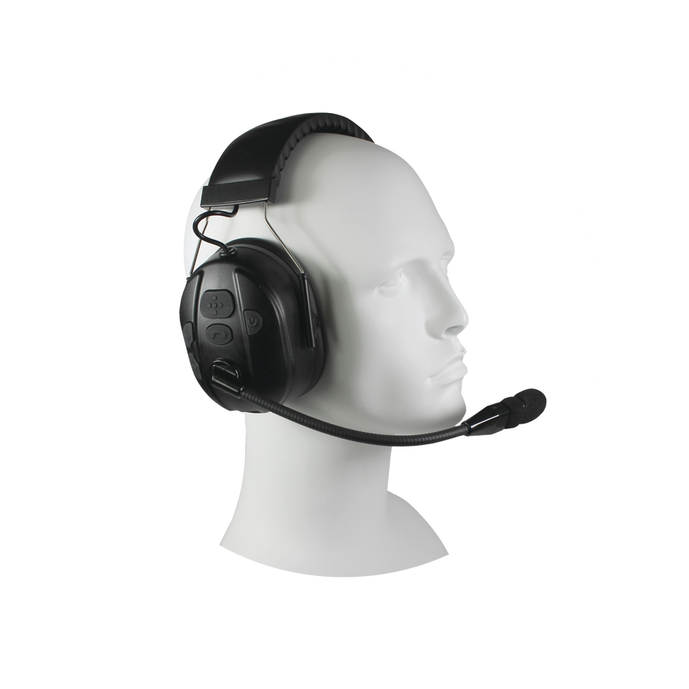 Audífonos inalámbricos Bluetooth con diadema rígida por arriba de la cabeza compatible con adaptadores PRYME BLU, radio y dispositivos bluetooth, con función de PTT y para contestar celulares.