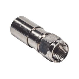 Conector F Macho de Compresión, Metálico para cable RG-6, Cuerpo de Bronce Niquelado.