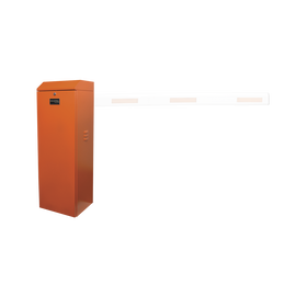 Barrera vehicular derecha / Soporta brazo de hasta 5.5 m / Final de carrera ajustable por programación / Movimiento fluido / Diseño elegante color naranja
