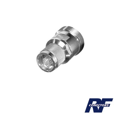 Adaptador de Conector DIN 7-16 Hembra a N Macho, Plata / plata / Teflón.
