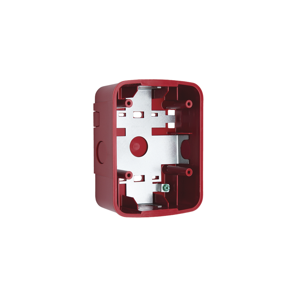 Caja de Montaje en Pared para Bocina y Bocina con Lampara Estroboscopica y para montaje en Techo de Bocinas, Color Rojo