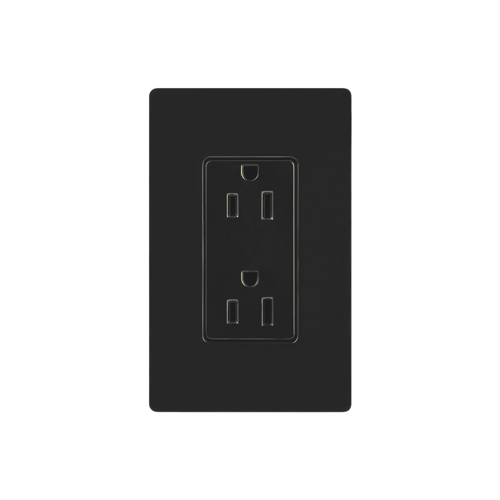 Tomacorriente, receptaculo convencional 120V, 15A, color negro.