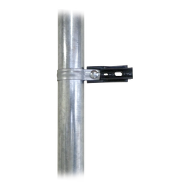 Aislador de paso o esquina con abrazadera incluida de 33-38mm para uso en tubería de malla ciclónica.