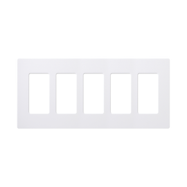 Placa de pared 5 espacios, para atenuador (dimmer), switch ó control remoto PICO inalámbrico